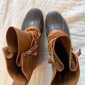 Ll bean Brown Leather Duck Boots with Dark Brown Rubber Toes